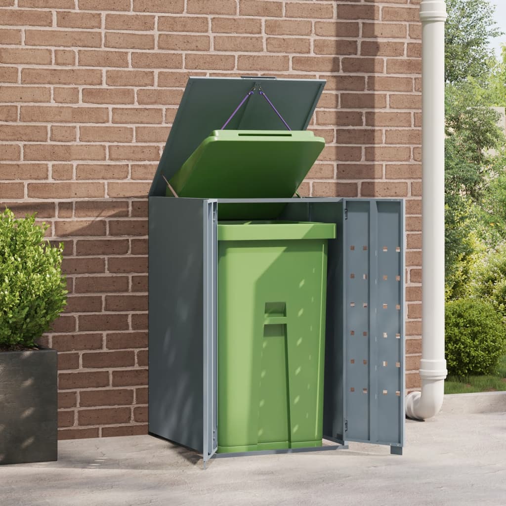 vidaXL Wheelie Bin Storage for Single Bin Grey 69x79x117 cm Steel