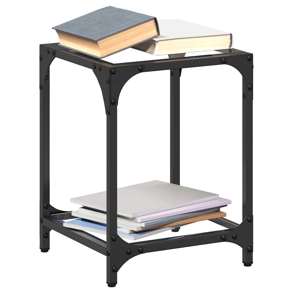 Coffee Tables with Transparent Glass Top 2 pcs 30x30x40cm Steel