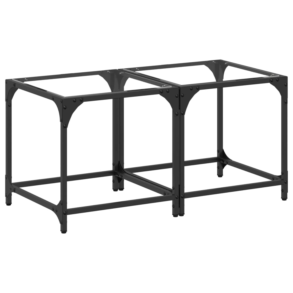 Coffee Tables with Transparent Glass Top 2 pcs 40x40x40cm Steel