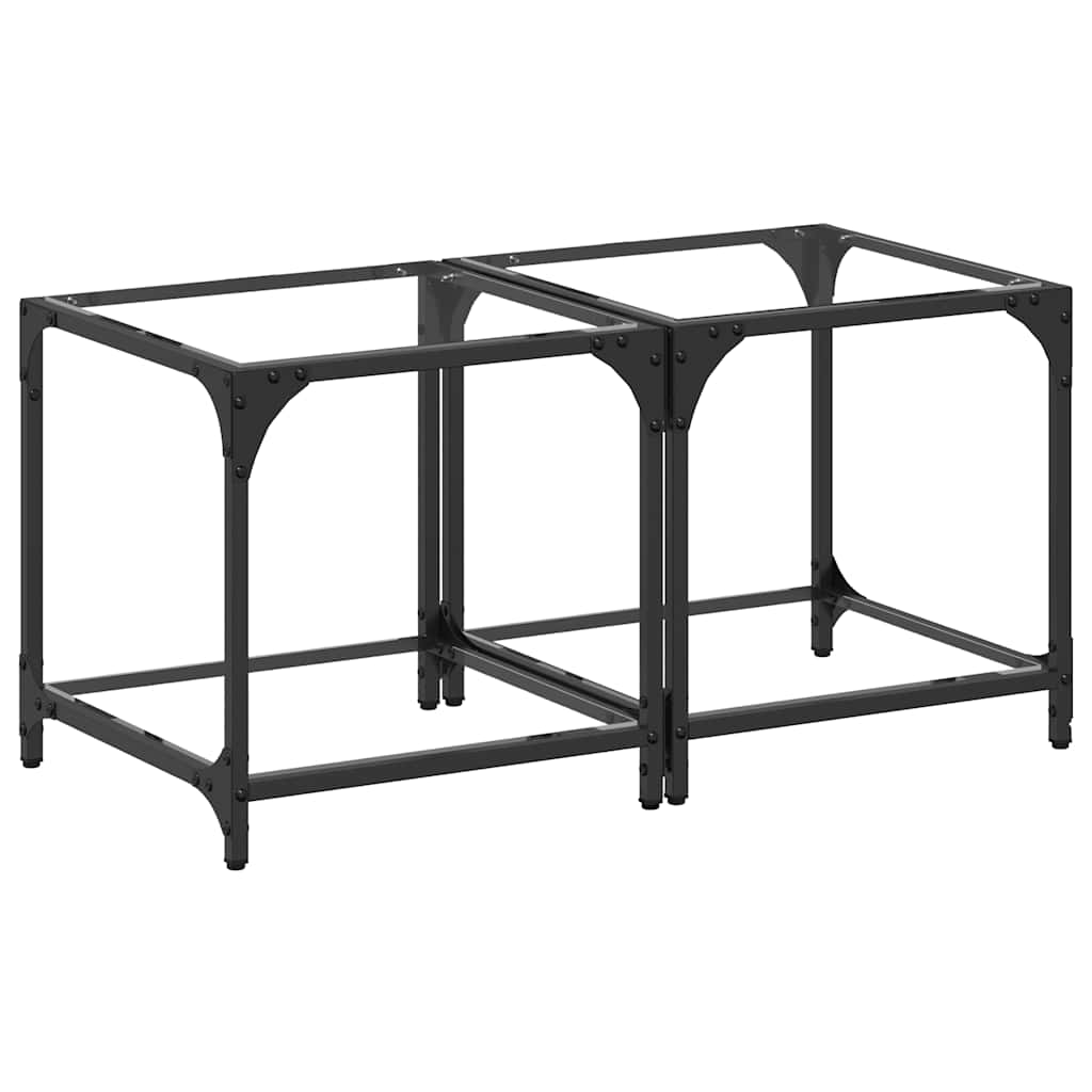 Coffee Tables with Transparent Glass Top 2 pcs 40x40x40cm Steel