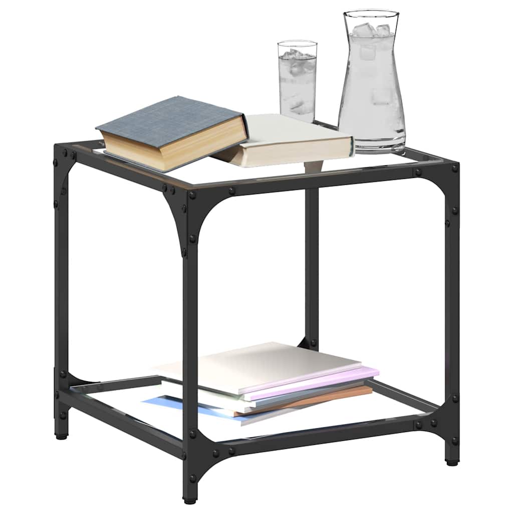 Coffee Tables with Transparent Glass Top 2 pcs 40x40x40cm Steel
