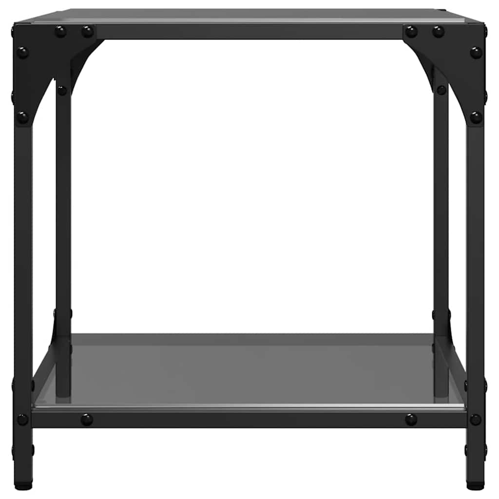 Coffee Tables with Black Glass Top 2 pcs 40x40x40 cm Steel