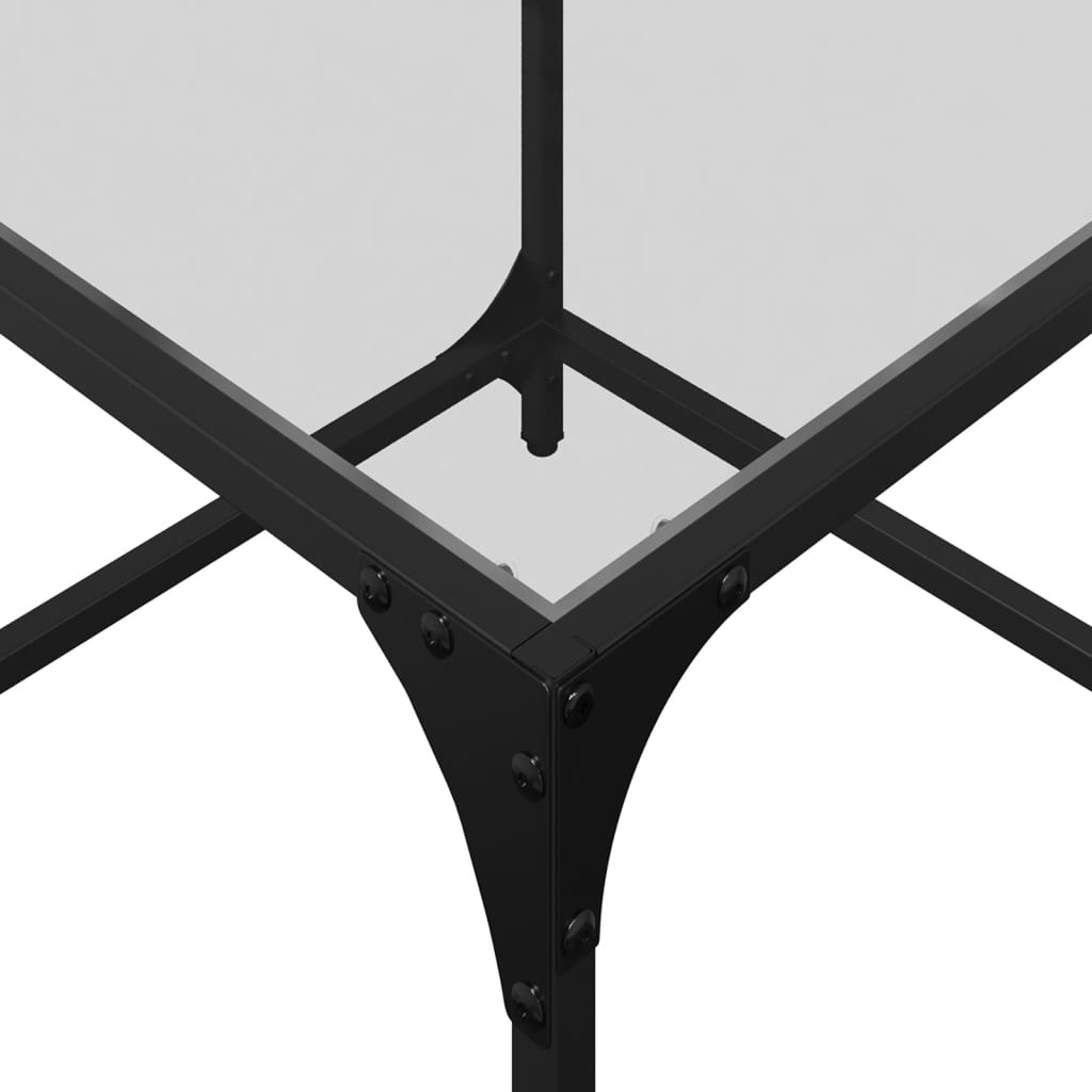 Coffee Tables with Transparent Glass Top 2 pcs 50x50x40cm Steel