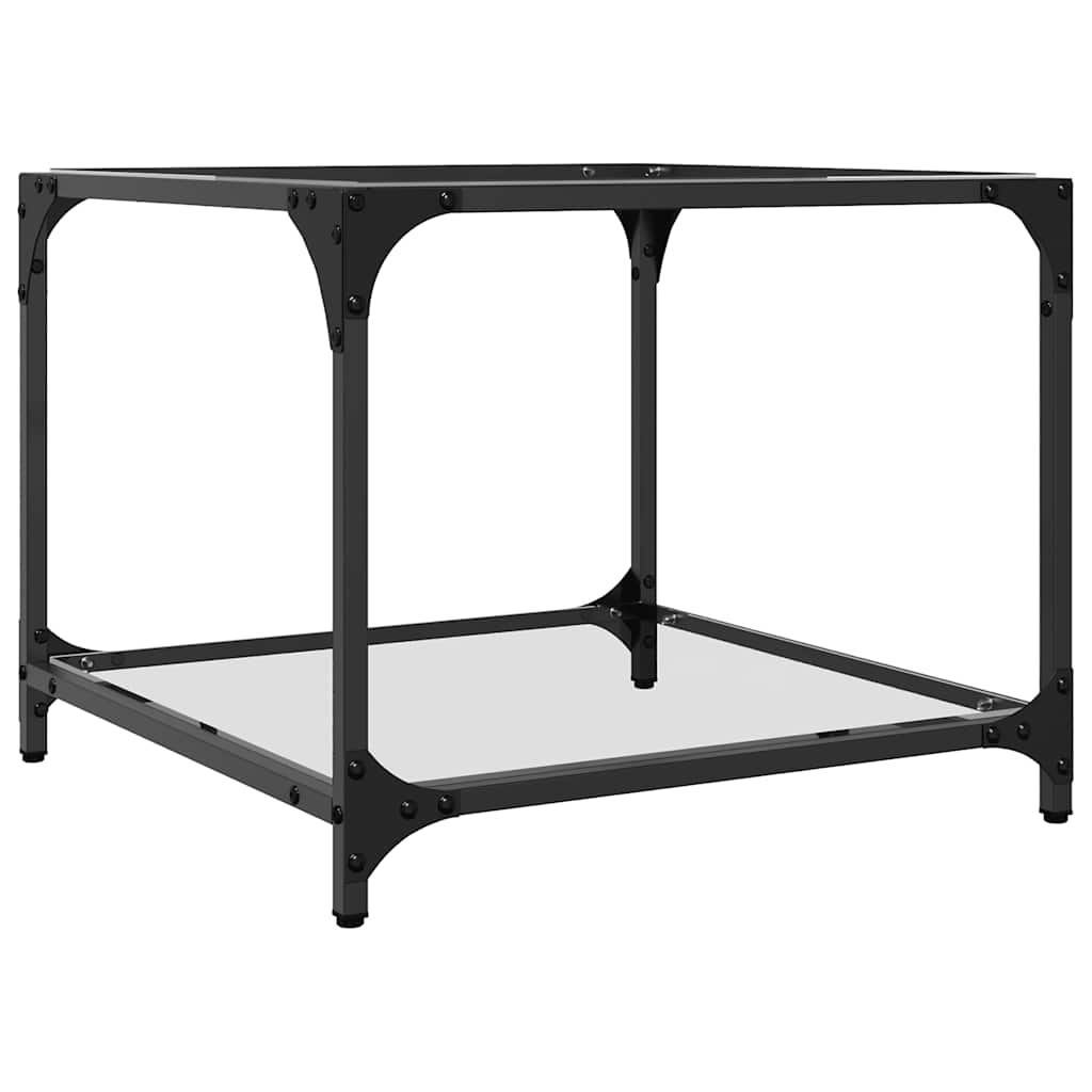 Coffee Tables with Transparent Glass Top 2 pcs 50x50x40cm Steel
