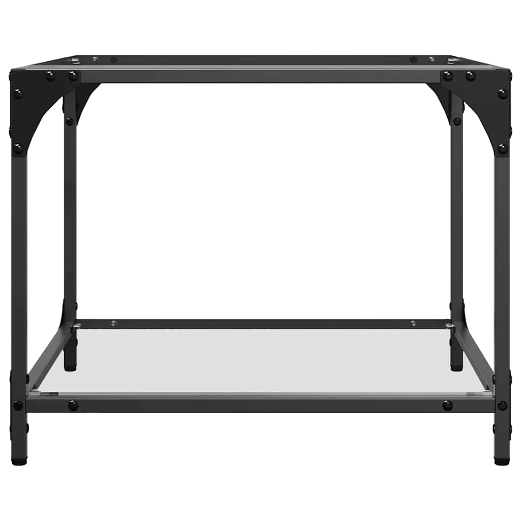 Coffee Tables with Transparent Glass Top 2 pcs 50x50x40cm Steel
