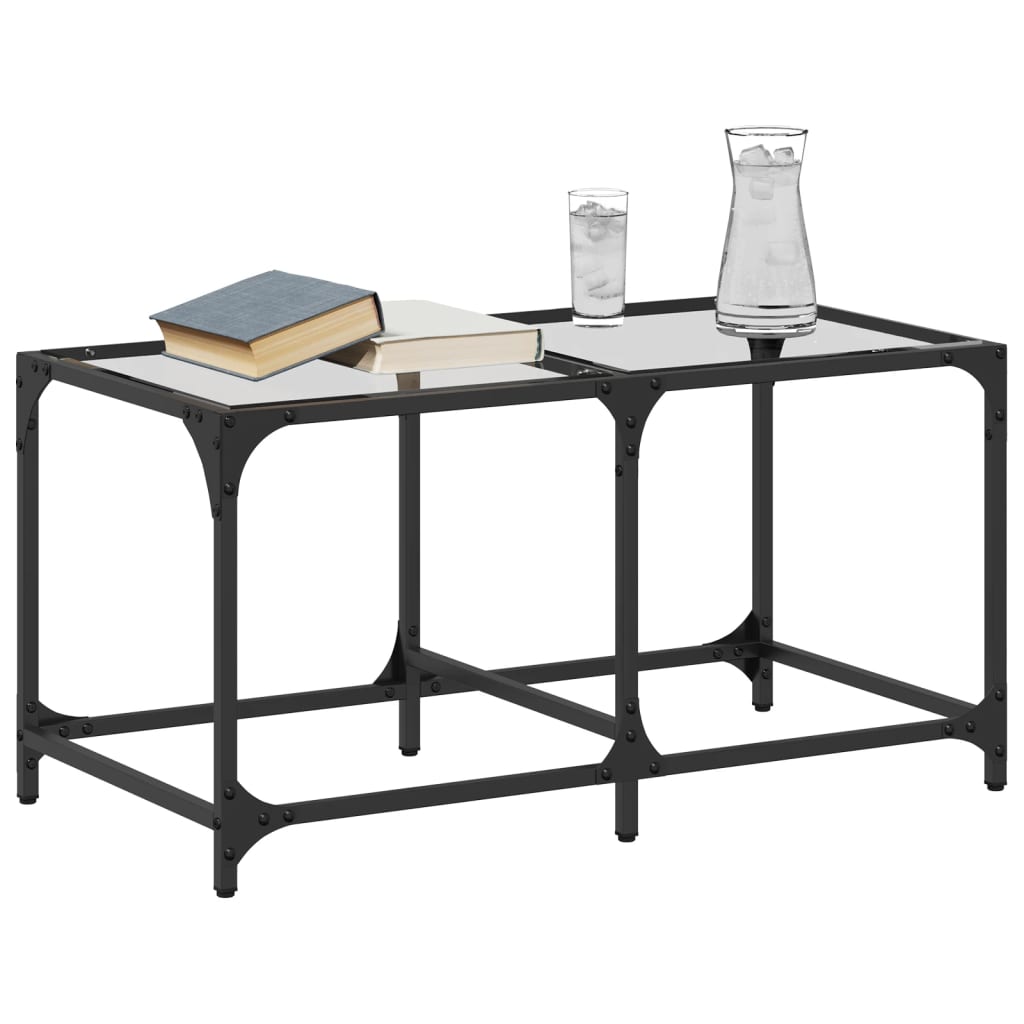 Coffee Table with Transparent Glass Top 78,5x40x40 cm Steel