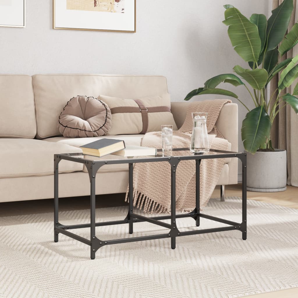 Coffee Table with Transparent Glass Top 78,5x40x40 cm Steel