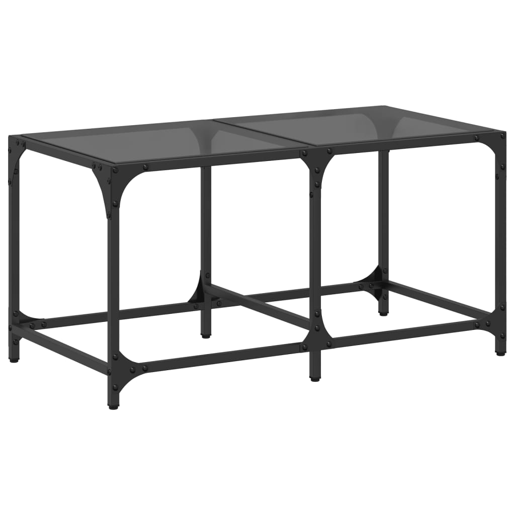 Coffee Table with Black Glass Top 78,5x40x40 cm Steel