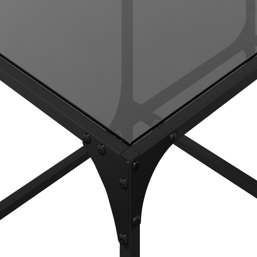 Coffee Table with Black Glass Top 78,5x40x40 cm Steel