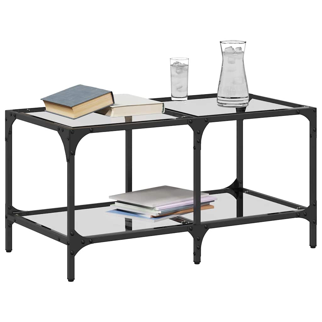 Coffee Table with Transparent Glass Top 78,5x40x40 cm Steel