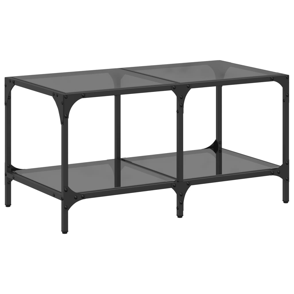 Coffee Table with Black Glass Top 78,5x40x40 cm Steel
