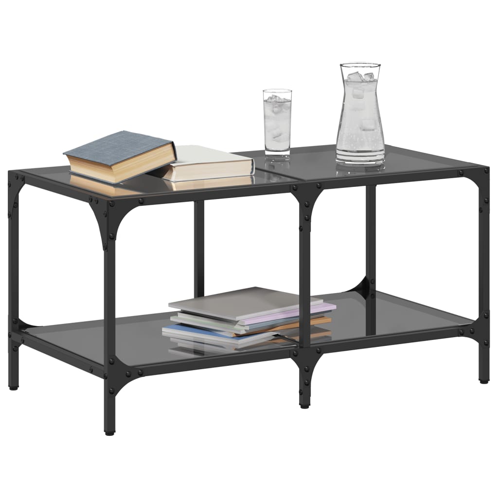 Coffee Table with Black Glass Top 78,5x40x40 cm Steel