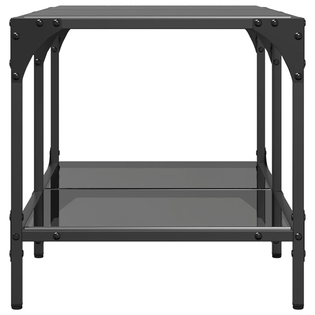 Coffee Table with Black Glass Top 78,5x40x40 cm Steel