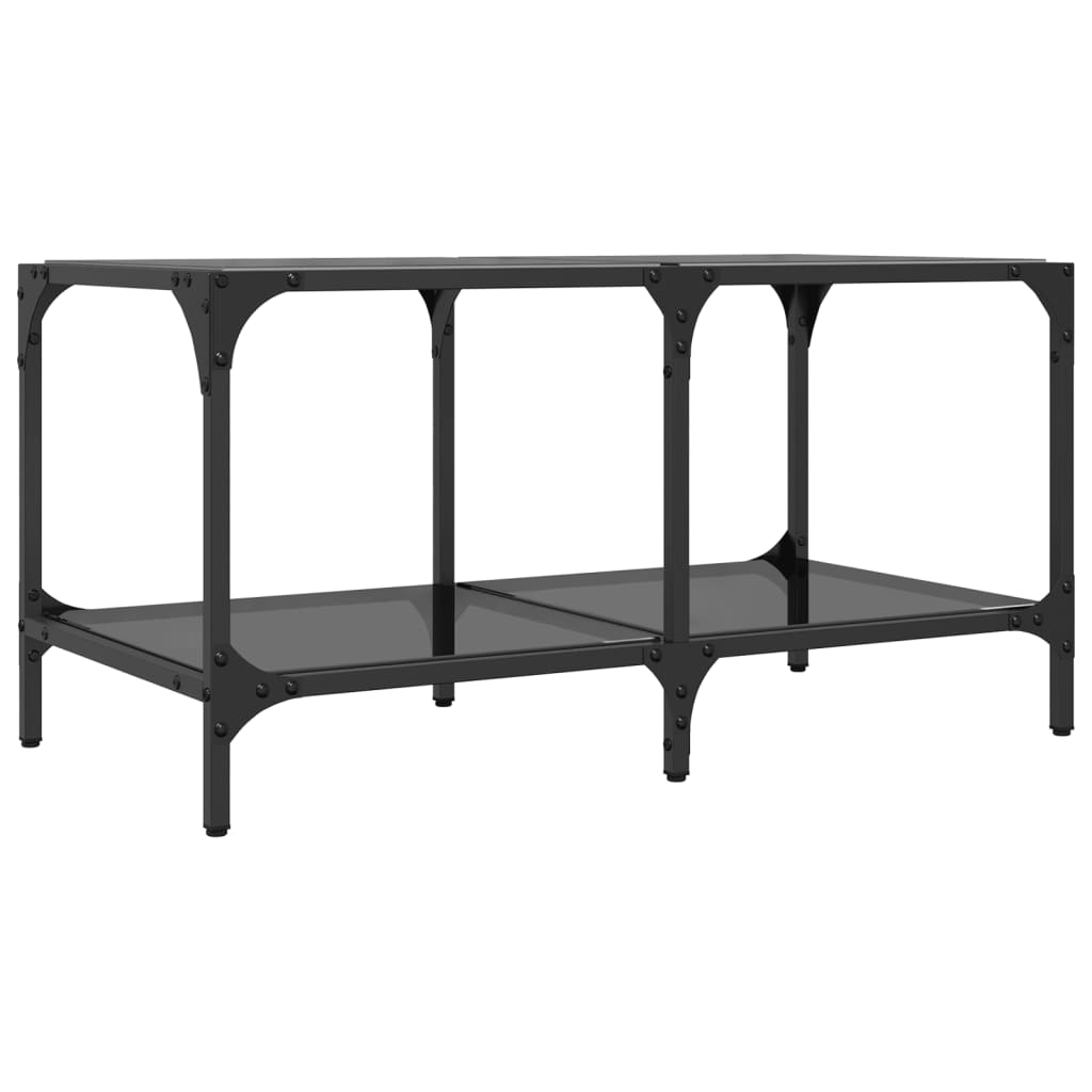 Coffee Table with Black Glass Top 78,5x40x40 cm Steel