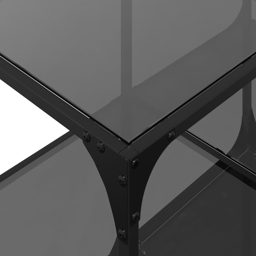 Coffee Table with Black Glass Top 78,5x40x40 cm Steel