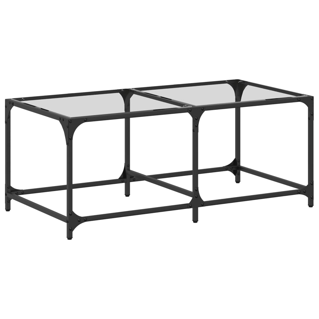 Coffee Table with Transparent Glass Top 98,5x50x40 cm Steel