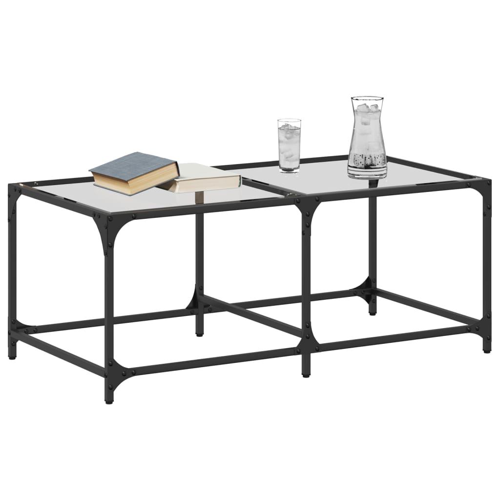 Coffee Table with Transparent Glass Top 98,5x50x40 cm Steel