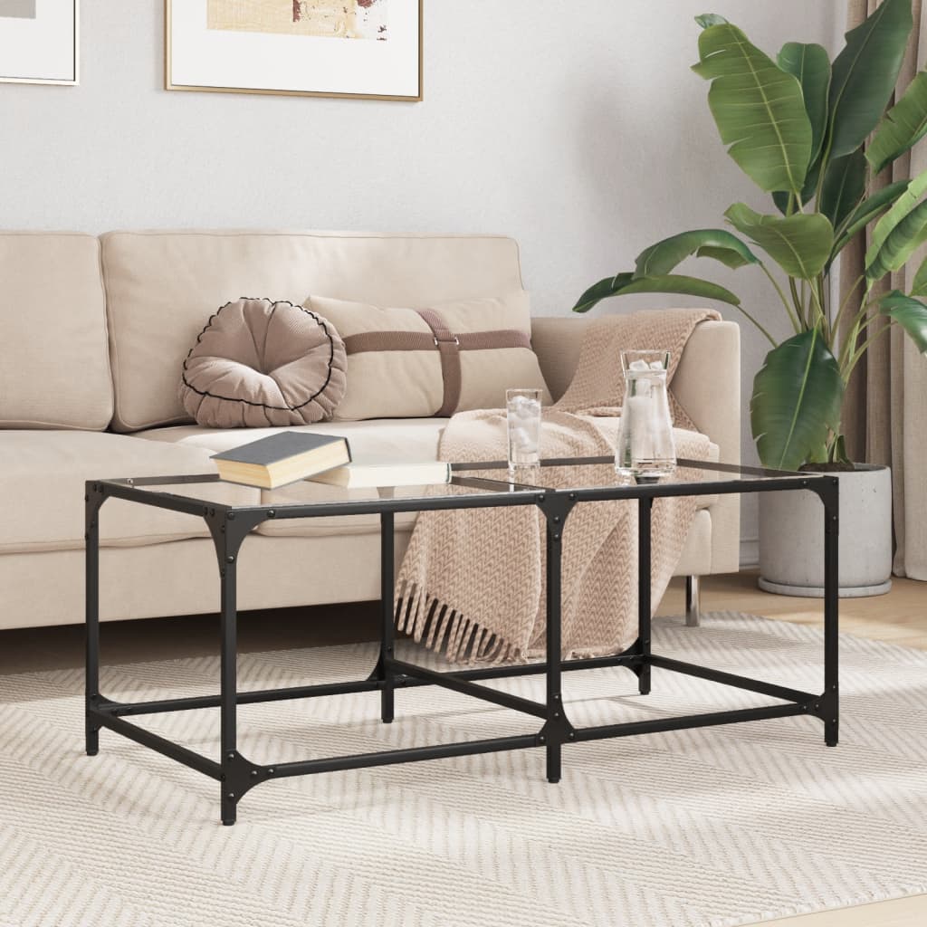 Coffee Table with Transparent Glass Top 98,5x50x40 cm Steel