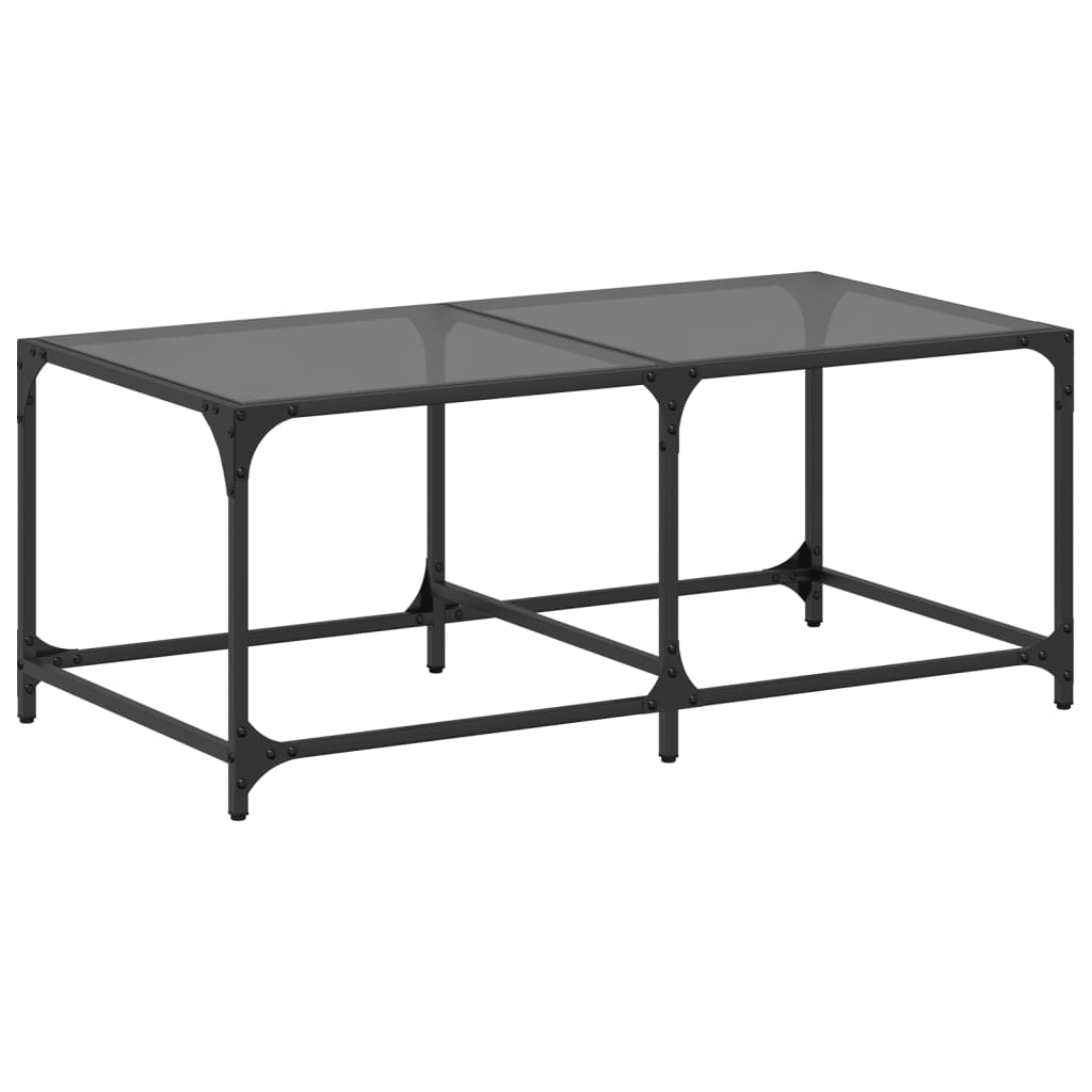 Coffee Table with Black Glass Top 98,5x50x40 cm Steel