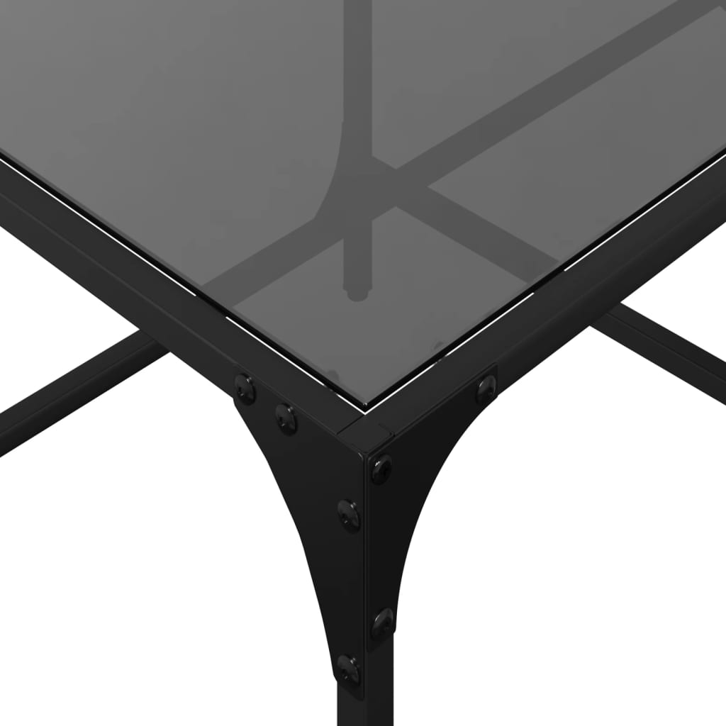 Coffee Table with Black Glass Top 98,5x50x40 cm Steel