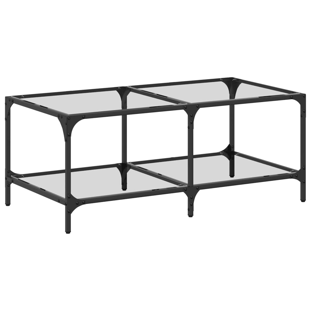 Coffee Table with Transparent Glass Top 98,5x50x40 cm Steel