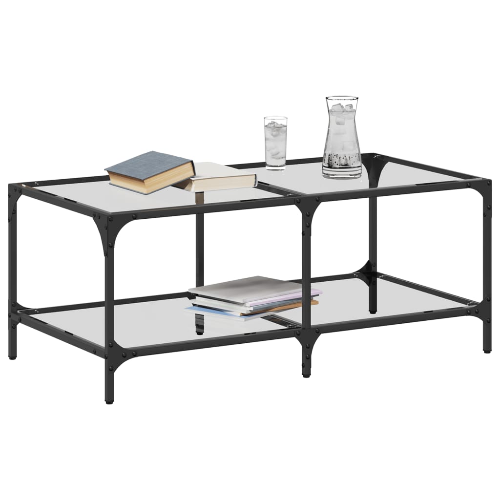 Coffee Table with Transparent Glass Top 98,5x50x40 cm Steel