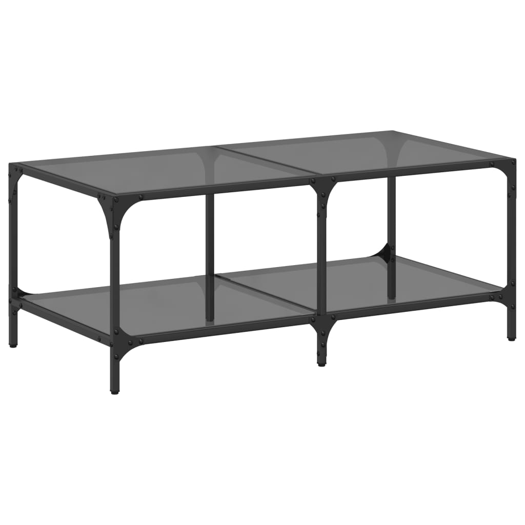 Coffee Table with Black Glass Top 98,5x50x40 cm Steel