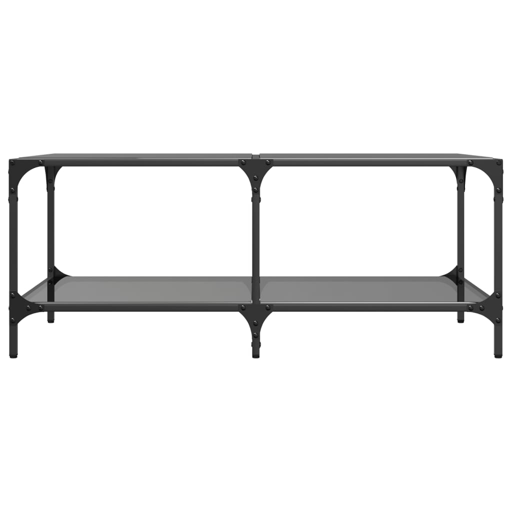 Coffee Table with Black Glass Top 98,5x50x40 cm Steel