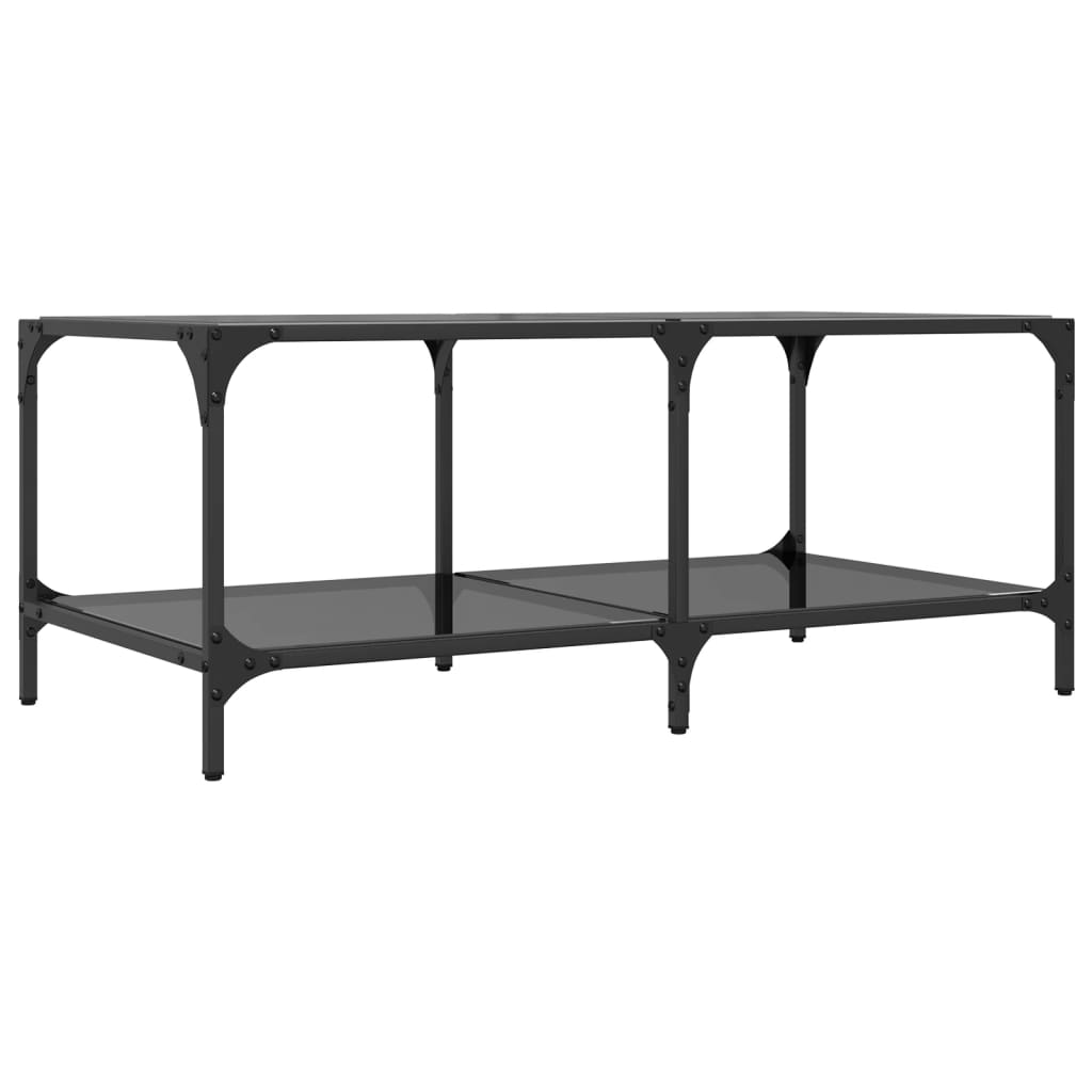 Coffee Table with Black Glass Top 98,5x50x40 cm Steel