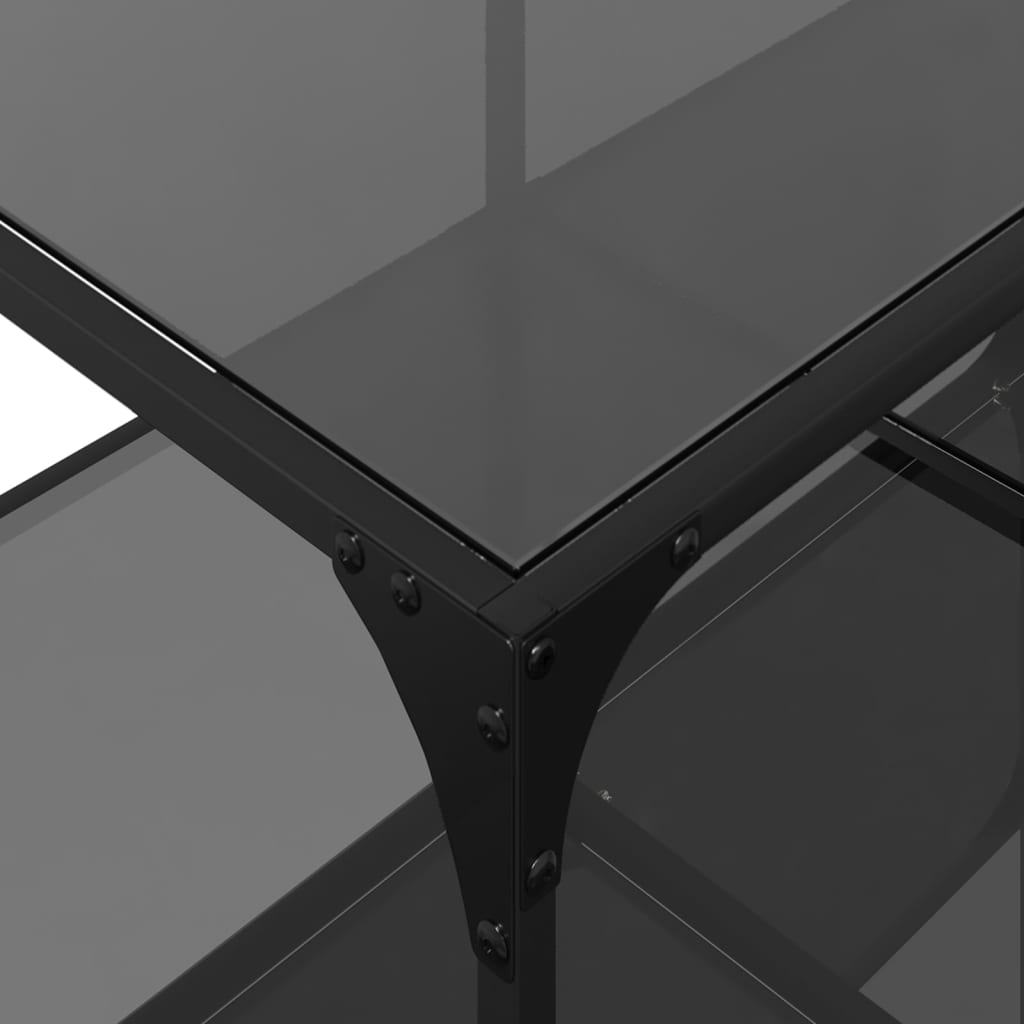 Coffee Table with Black Glass Top 98,5x50x40 cm Steel