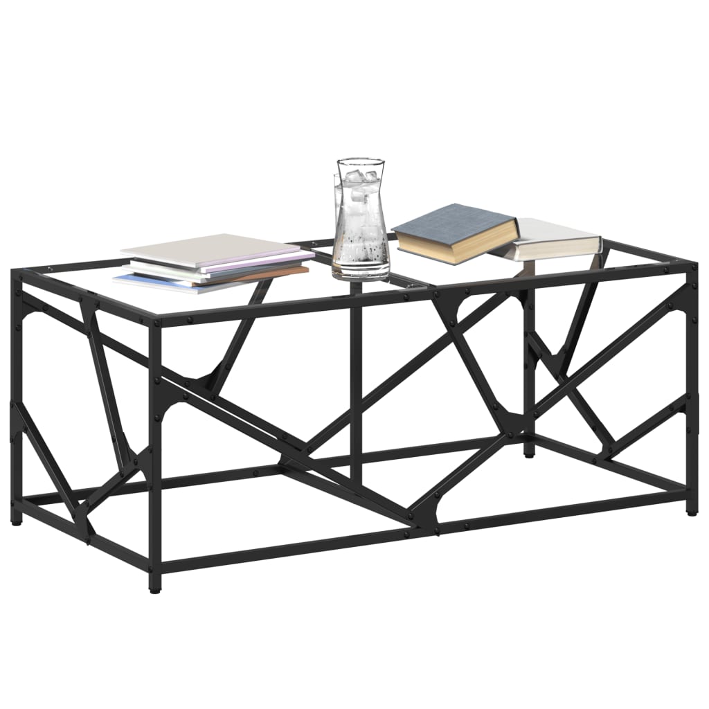 Coffee Table with Transparent Glass Top 98,5x50x41 cm Steel