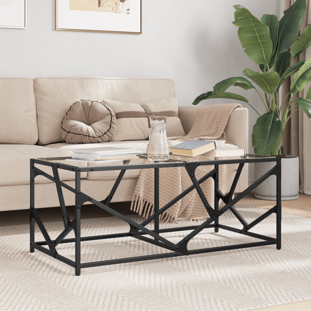 Coffee Table with Transparent Glass Top 98,5x50x41 cm Steel