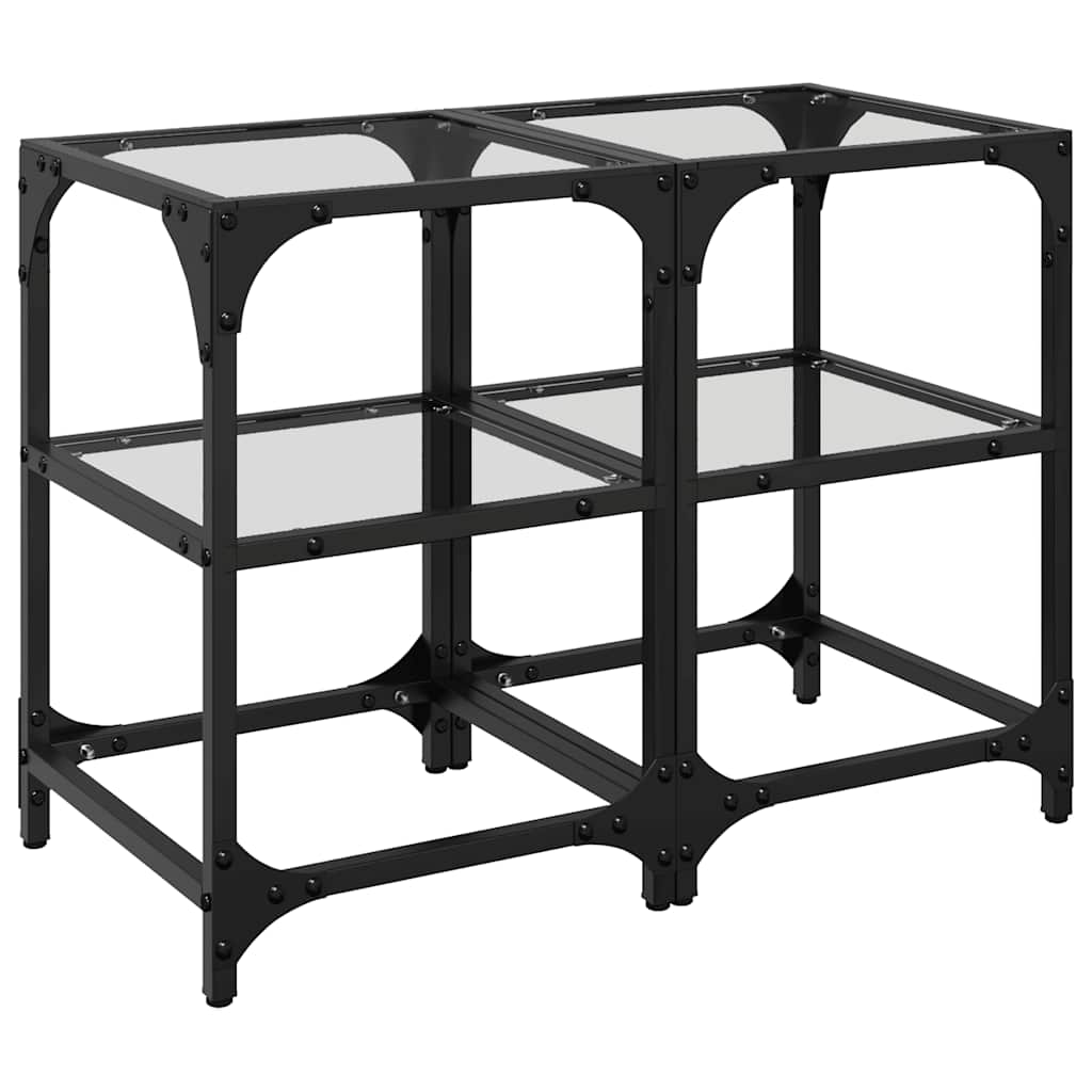 Coffee Tables with Transparent Glass Top 2 pcs 30x30x45cm Steel