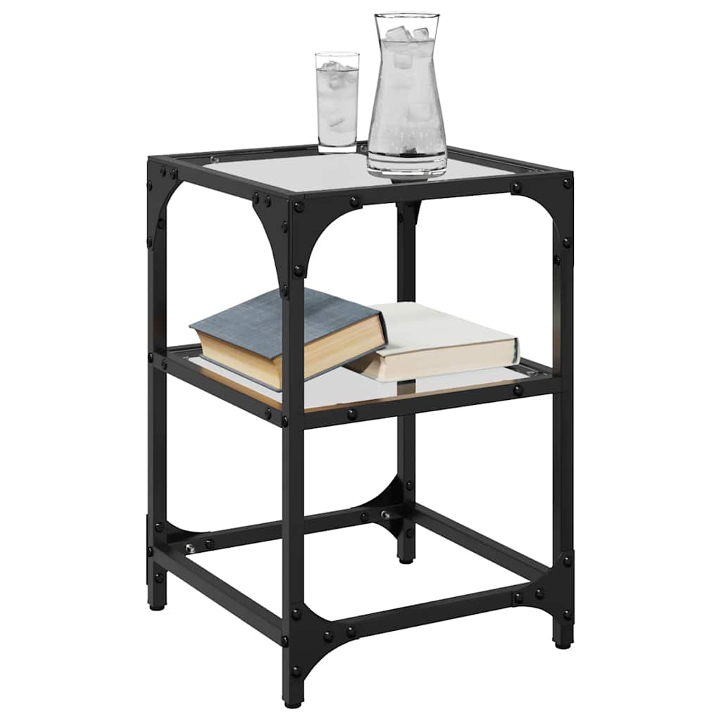 Coffee Tables with Transparent Glass Top 2 pcs 30x30x45cm Steel
