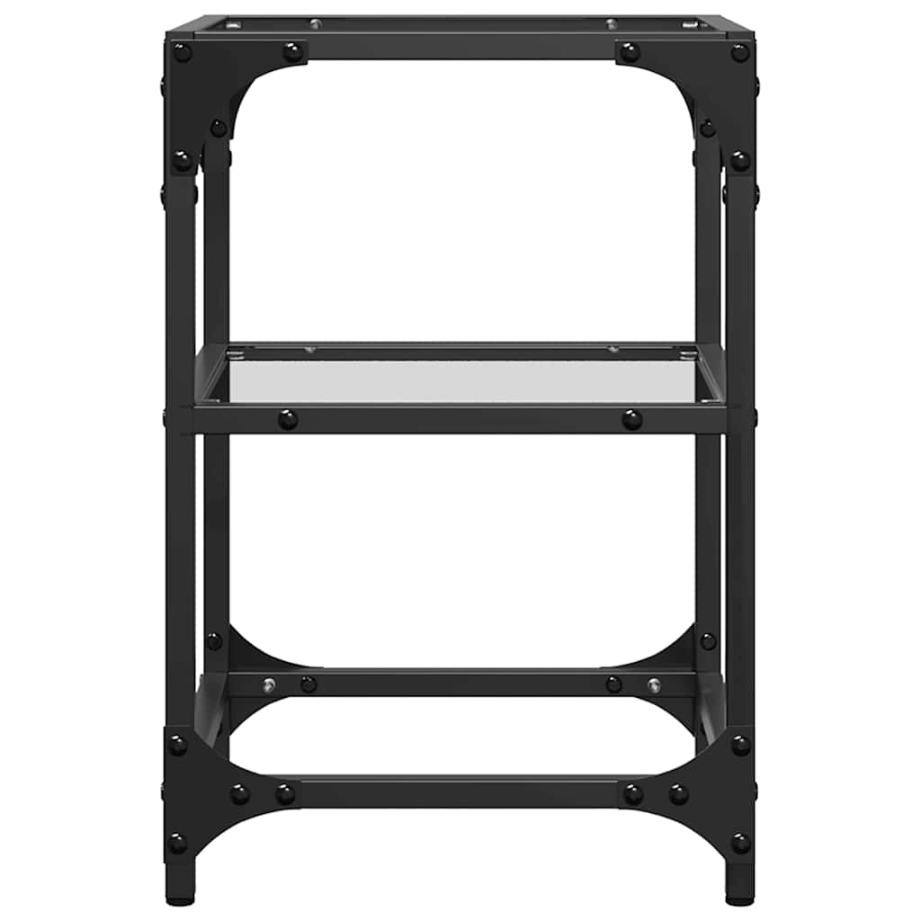 Coffee Tables with Transparent Glass Top 2 pcs 30x30x45cm Steel