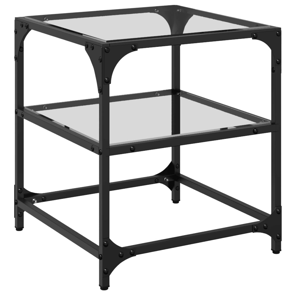 Coffee Table with Transparent Glass Top 40x40x45 cm Steel