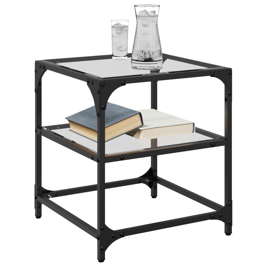 Coffee Table with Transparent Glass Top 40x40x45 cm Steel