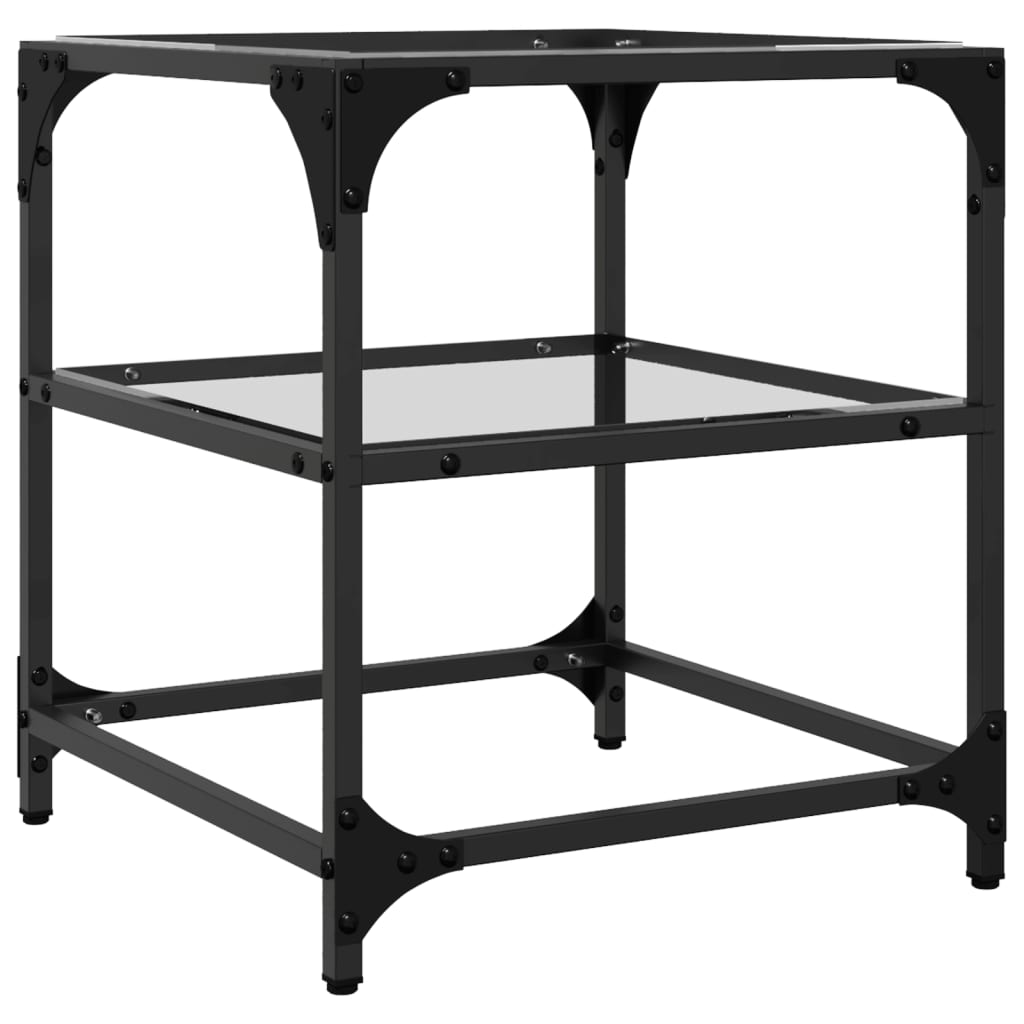 Coffee Table with Transparent Glass Top 40x40x45 cm Steel