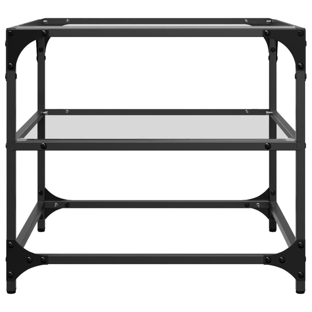 Coffee Tables with Transparent Glass Top 2 pcs 50x50x45cm Steel