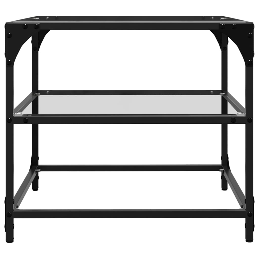Coffee Tables with Transparent Glass Top 2 pcs 50x50x45cm Steel