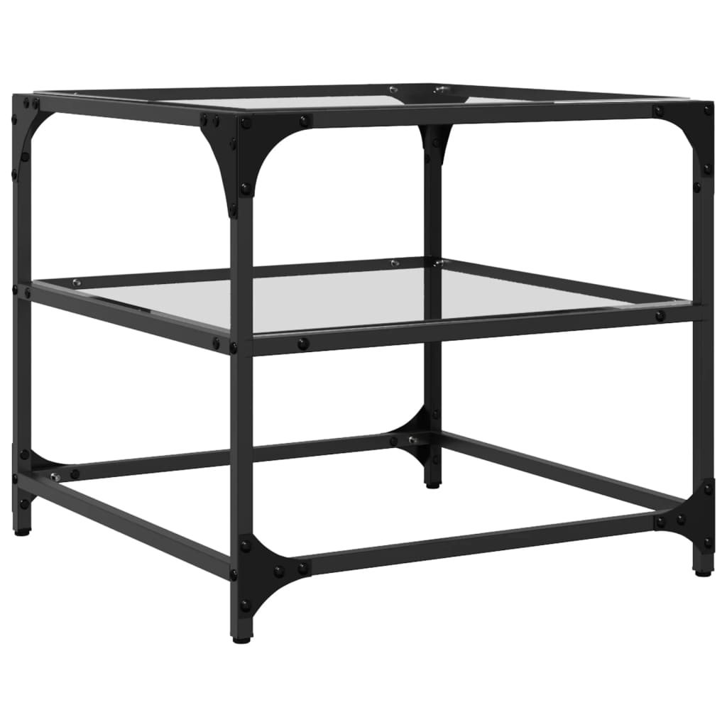 Coffee Tables with Transparent Glass Top 2 pcs 50x50x45cm Steel