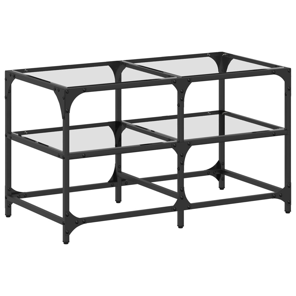 Coffee Table with Transparent Glass Top 78,5x40x45 cm Steel