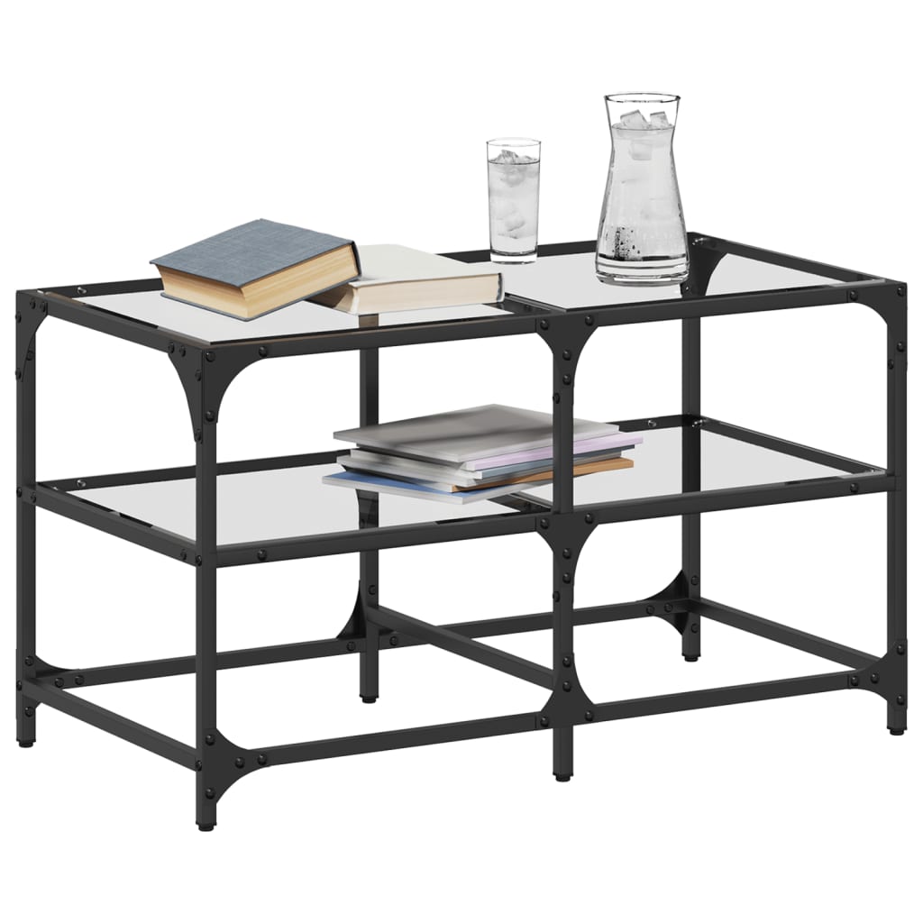 Coffee Table with Transparent Glass Top 78,5x40x45 cm Steel