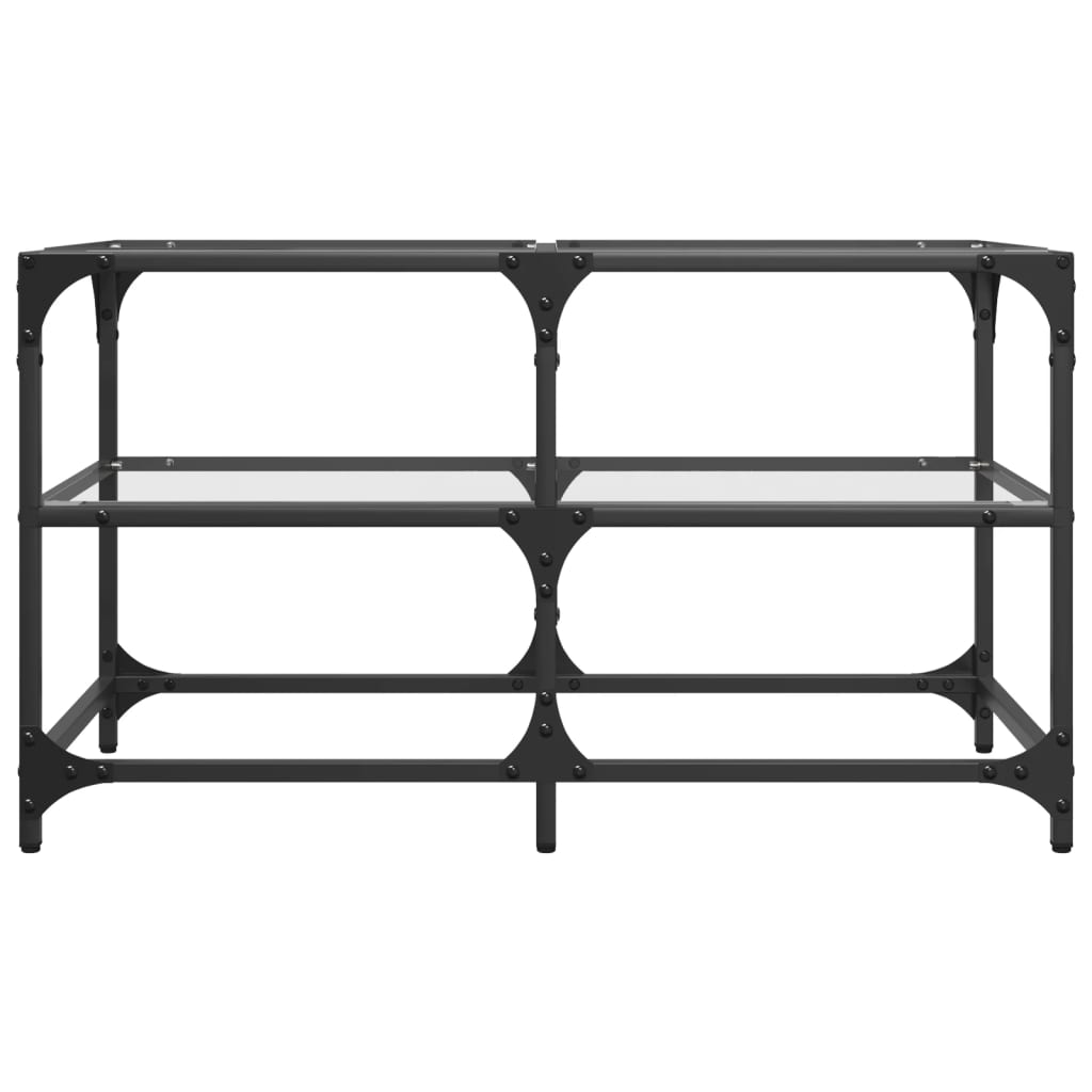 Coffee Table with Transparent Glass Top 78,5x40x45 cm Steel