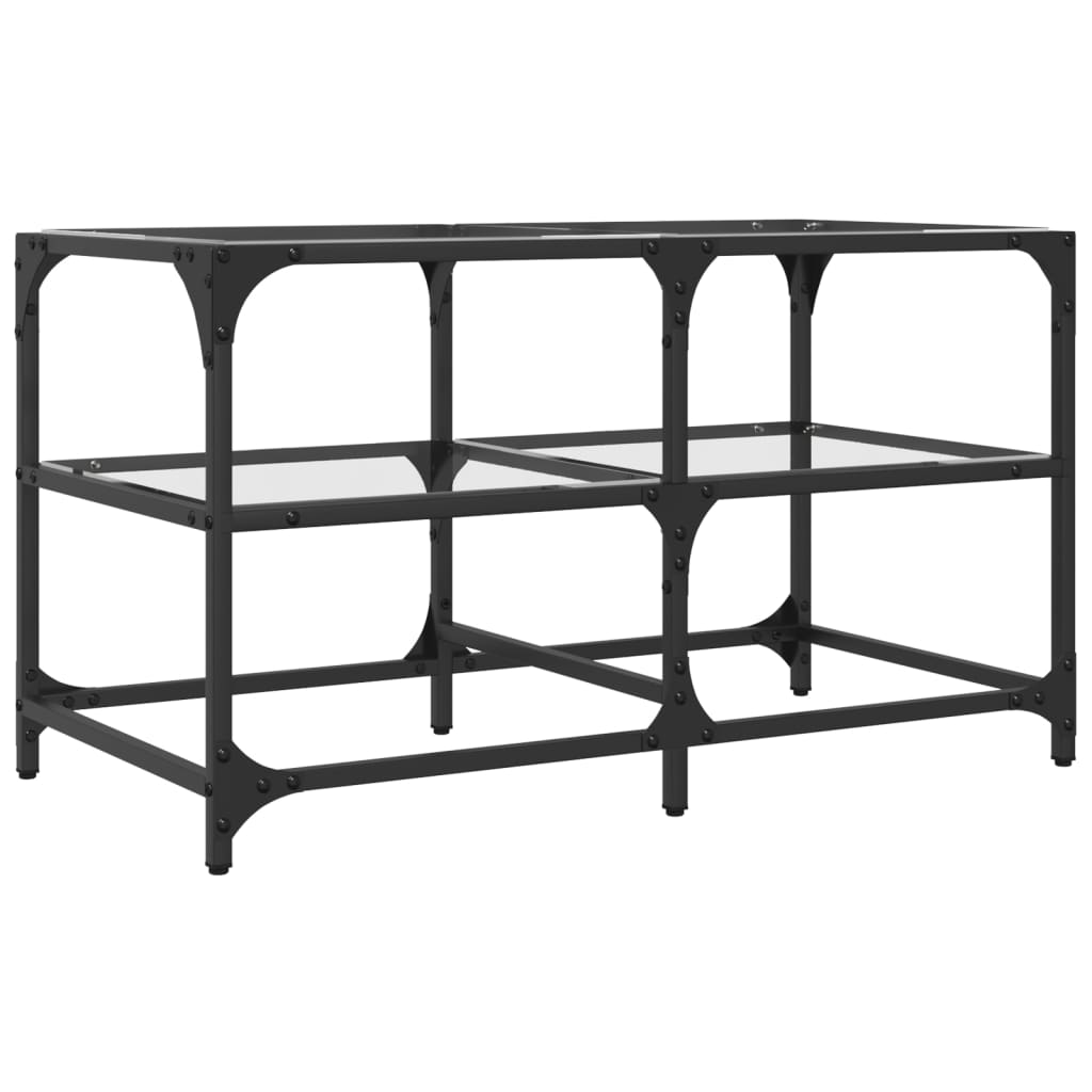 Coffee Table with Transparent Glass Top 78,5x40x45 cm Steel