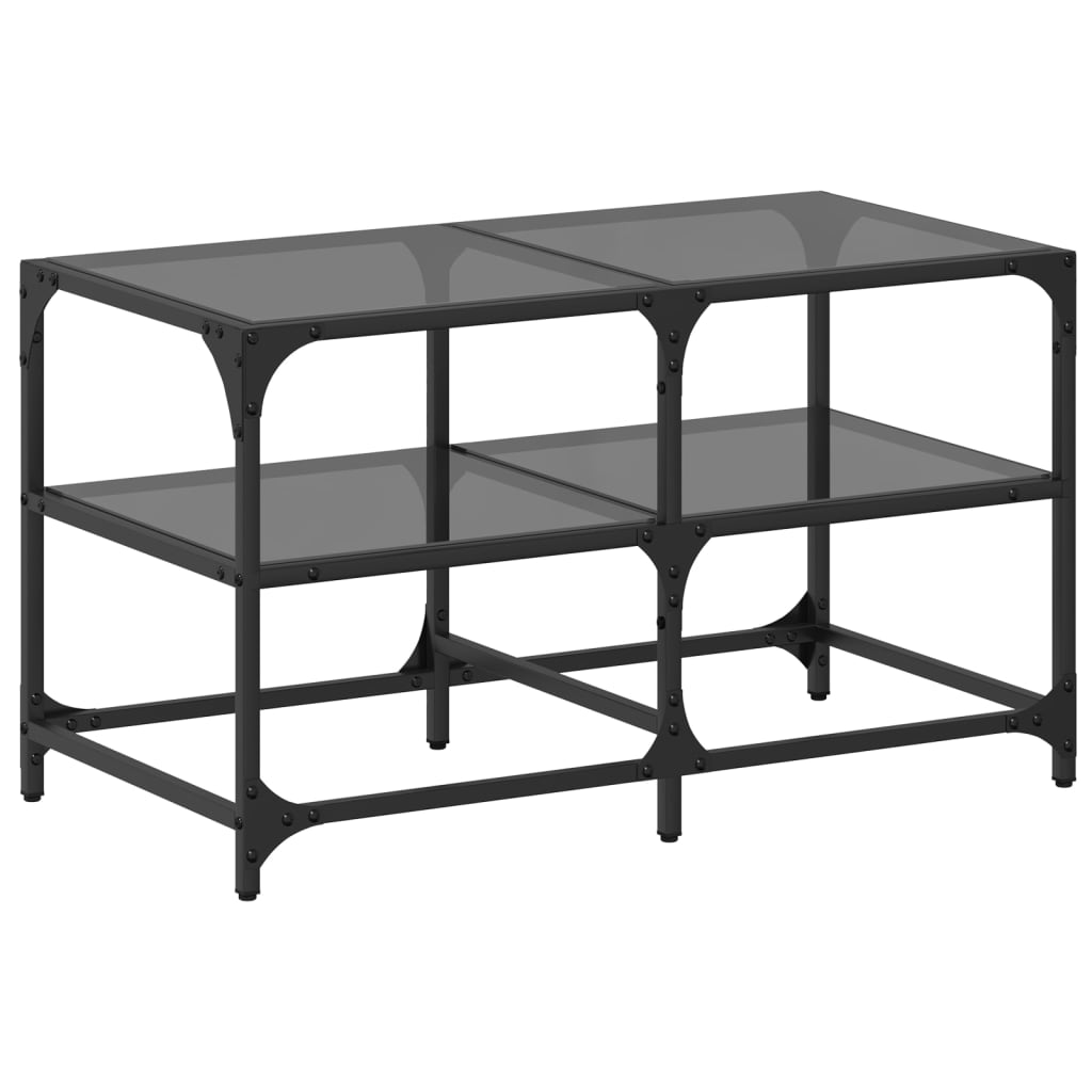 Coffee Table with Black Glass Top 78,5x40x45 cm Steel