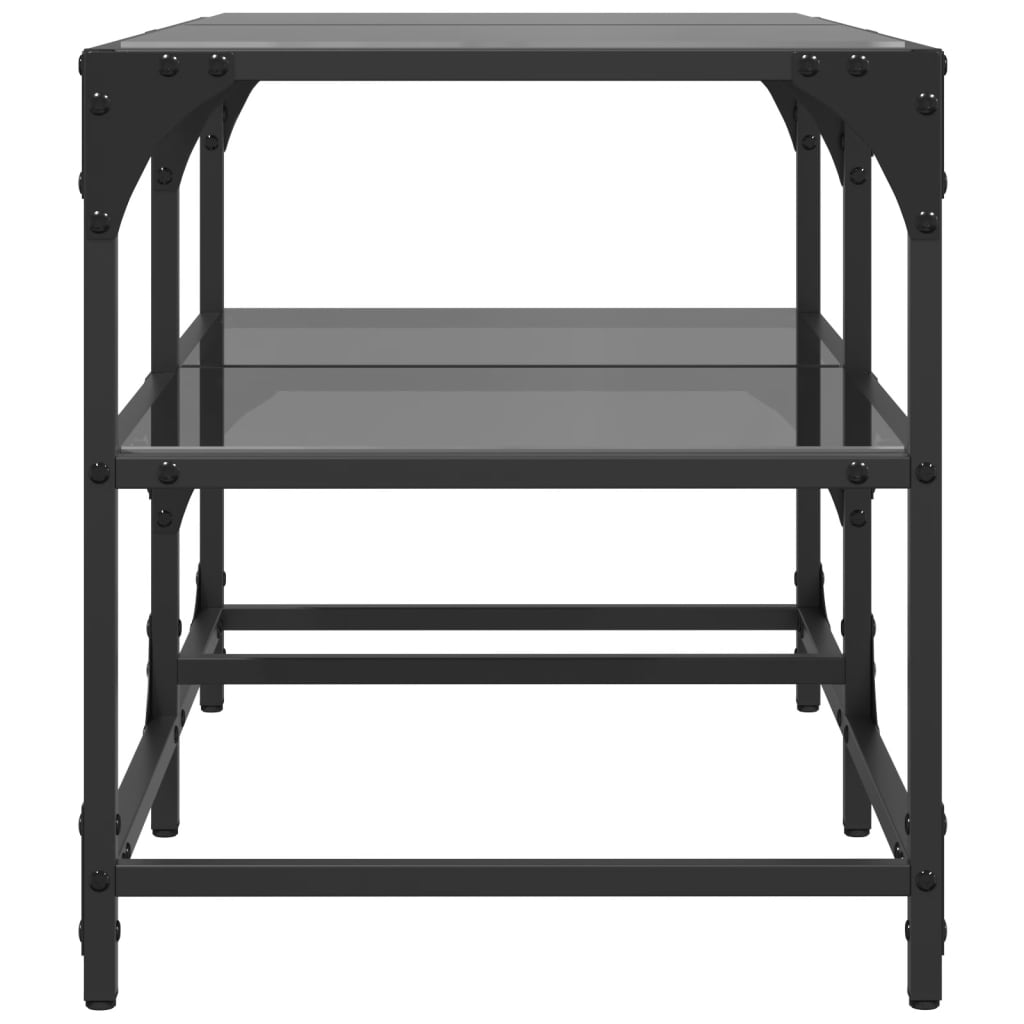 Coffee Table with Black Glass Top 78,5x40x45 cm Steel
