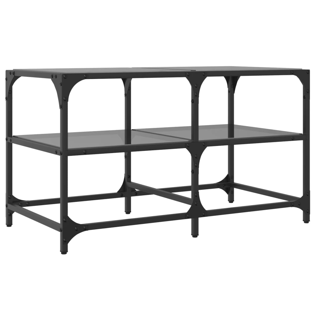 Coffee Table with Black Glass Top 78,5x40x45 cm Steel