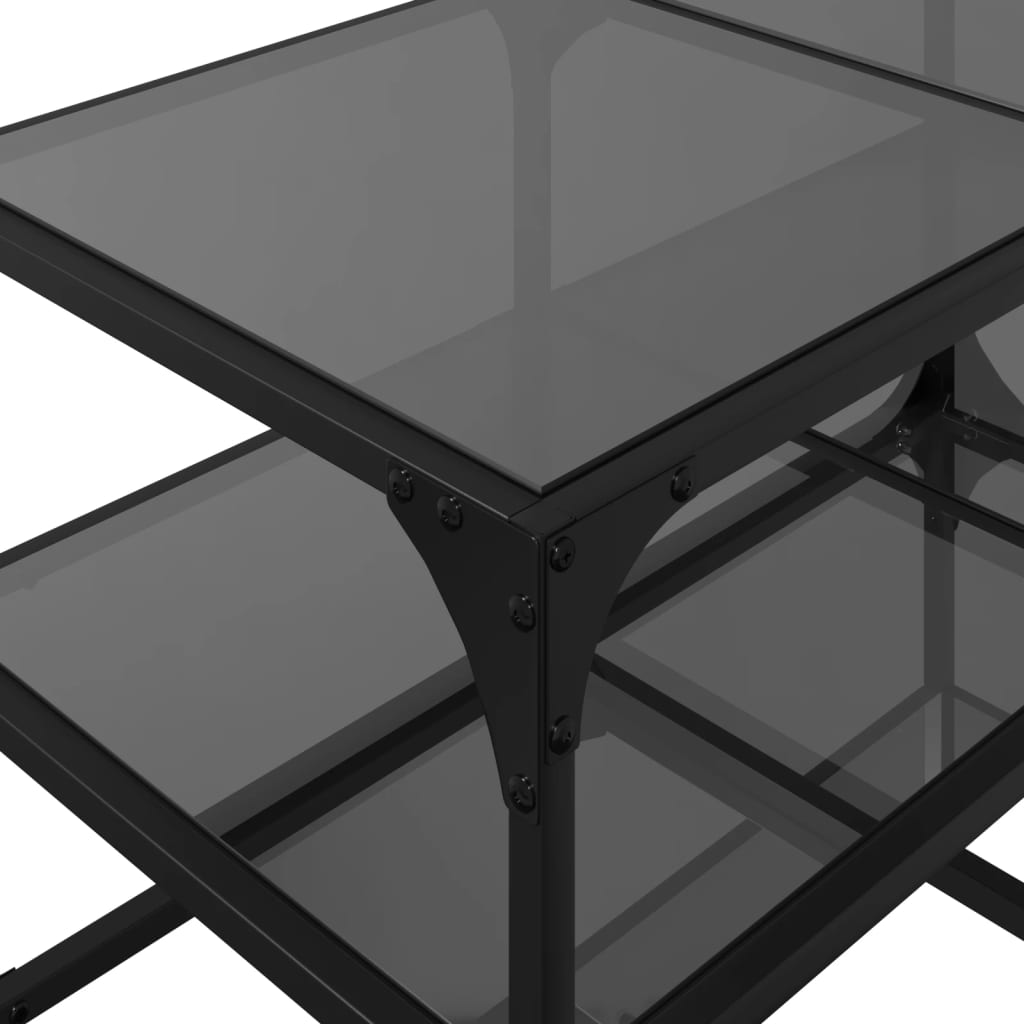 Coffee Table with Black Glass Top 78,5x40x45 cm Steel