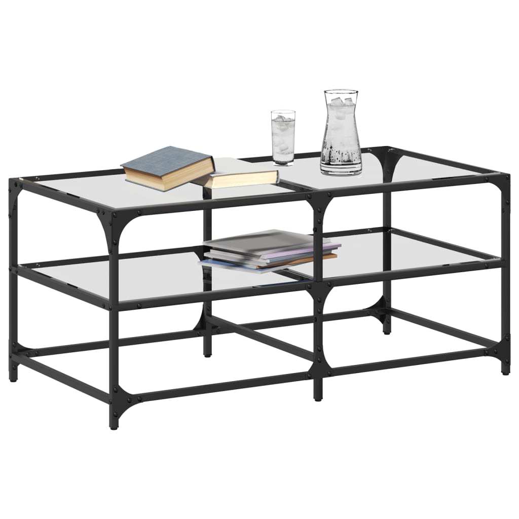 Coffee Table with Transparent Glass Top 98,5x50x45 cm Steel